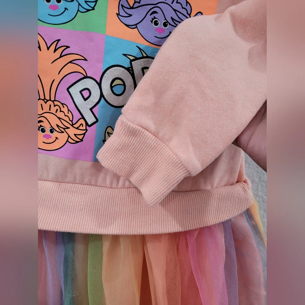 Colorful Trolls Long Sleeve Dress 3t - Picture 7 of 9